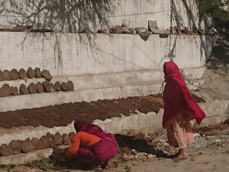 Séchage de bouses de vache